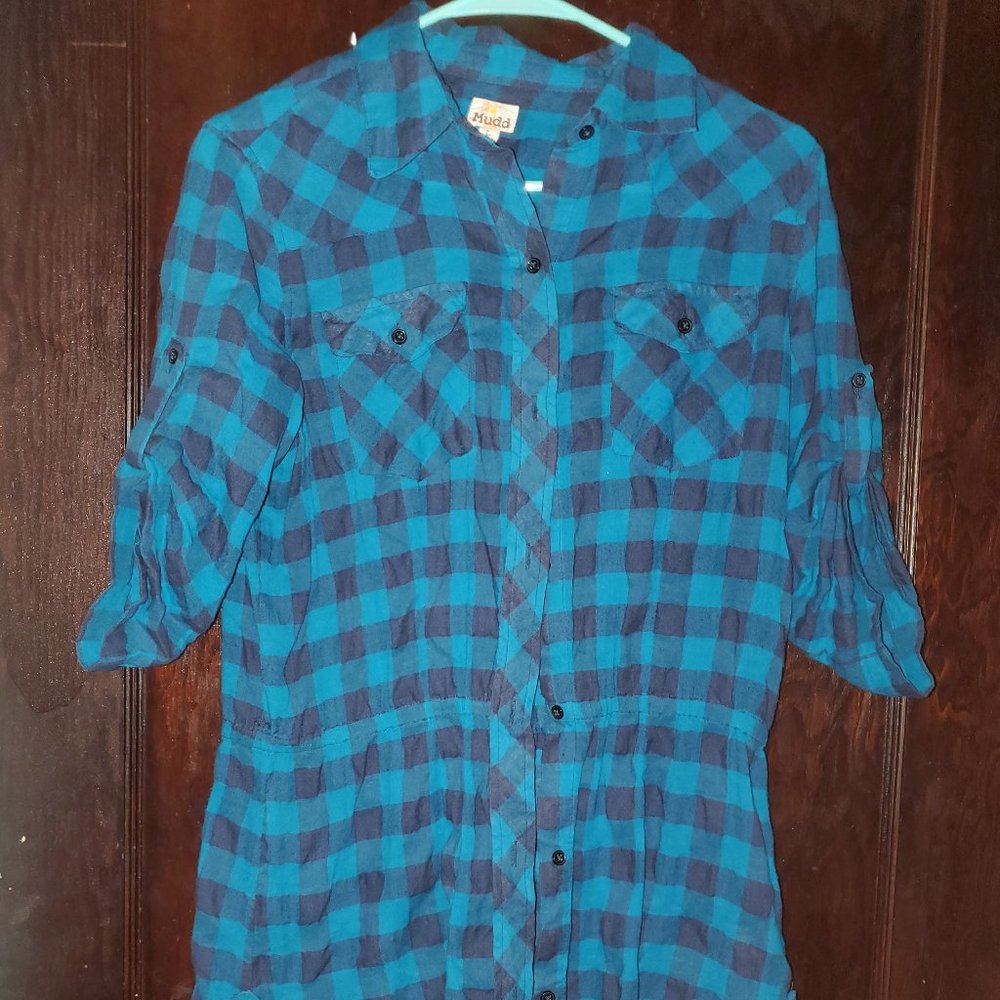 Mudd Blue Plaid Top